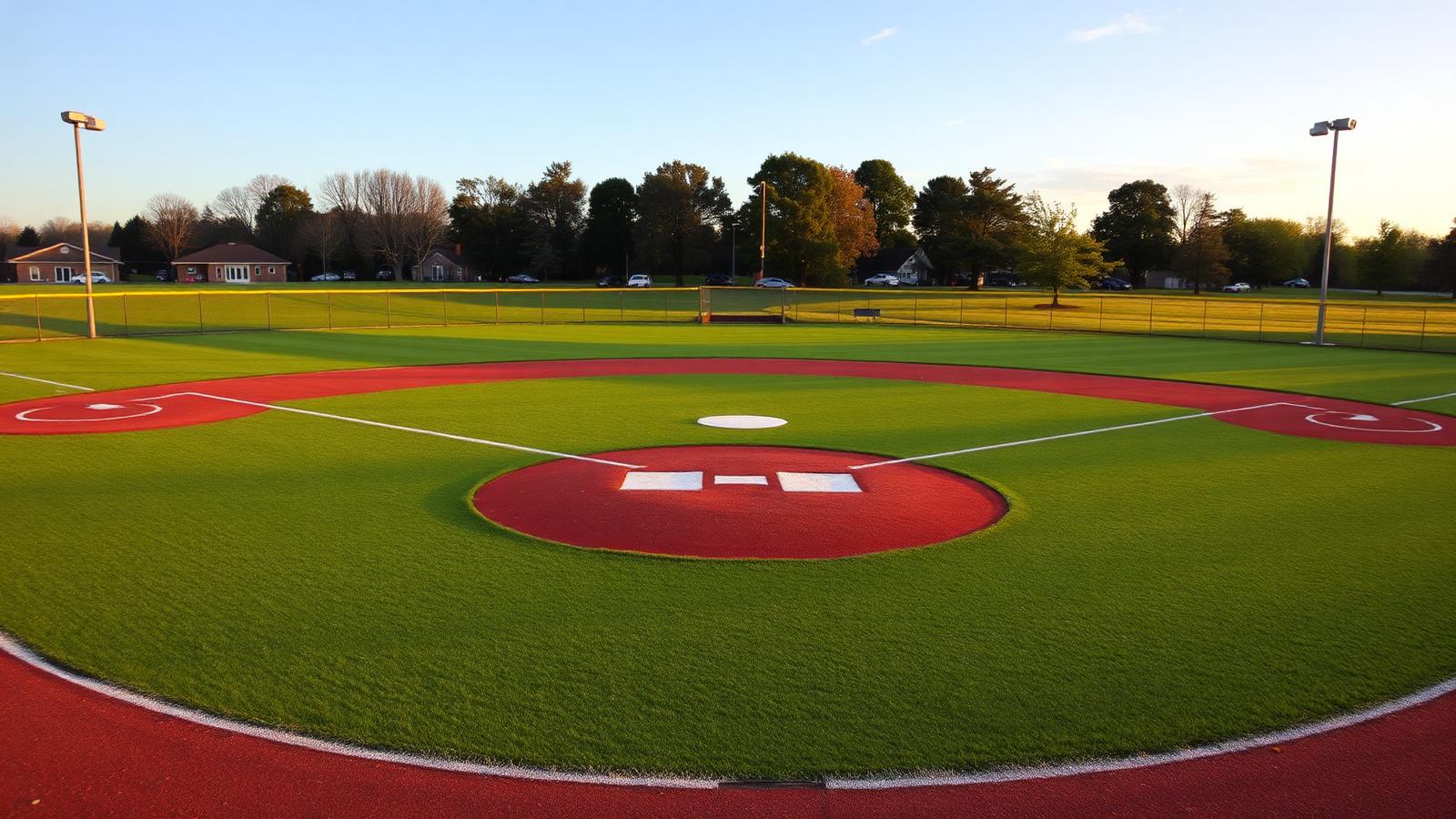 Softball field at golden hour